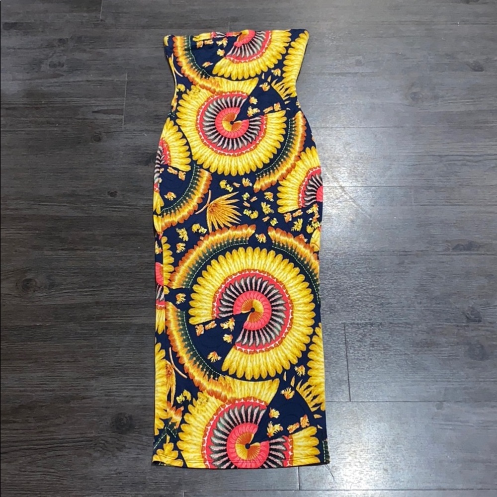 Sunflower yellow Midi tube top dress